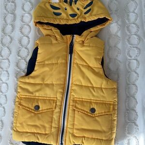 Little Me Yellow Hooded Vest with Playful Design